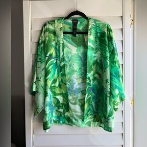 Chico's Green Flutter Sleeve Blouse